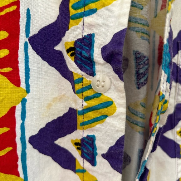 Vintage 90’s Bugle Boy short sleeve button down shirt geometric size XL - Picture 4 of 7